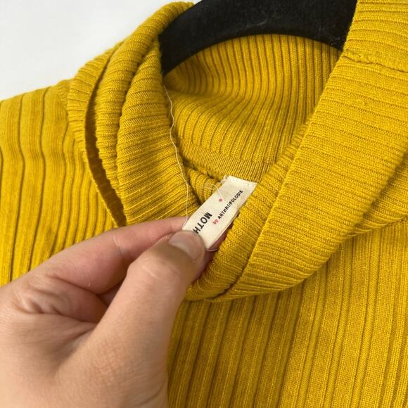 Moth by Anthropologie Yellow Ribbed Turtleneck Long Sleeve Sweater - Picture 4 of 6